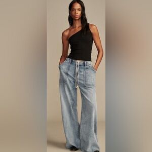 Lucky Brand Light Denim Wide Leg/Loose Fit Drawstring Jeans/Size Small (run big)